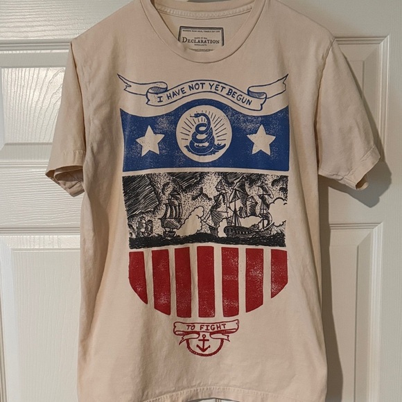 Declaration Other - Men's Patriotic Graphic Tee - Cream Blue and Red